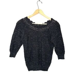 Adele Knit Wear | Vintage Black Metallic Sweater